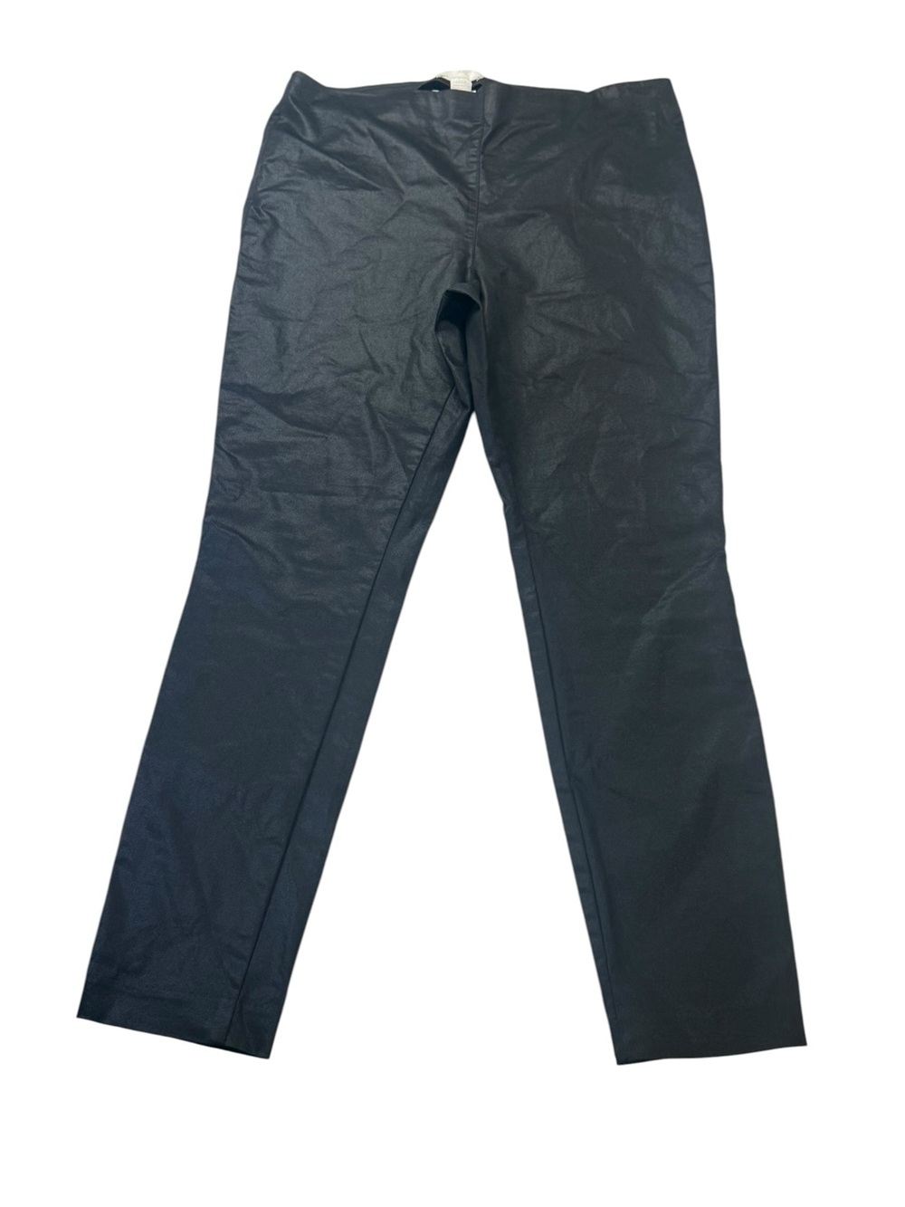 H&M Women's Black Sheen Straight-Leg Dress Pants Elastic Waist Size 12 NWT